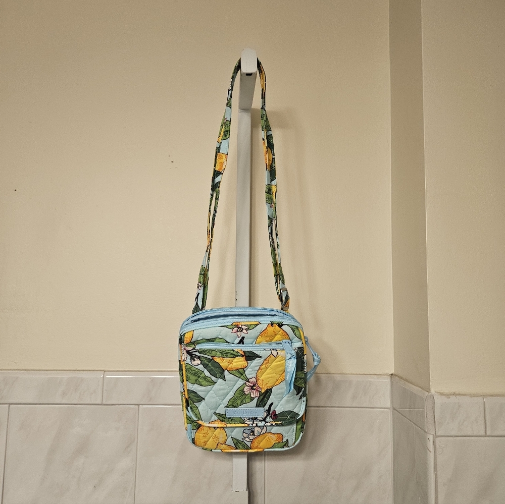 Vera Bradley Floral Quilted Crossbody Bag - Blue and Yellow